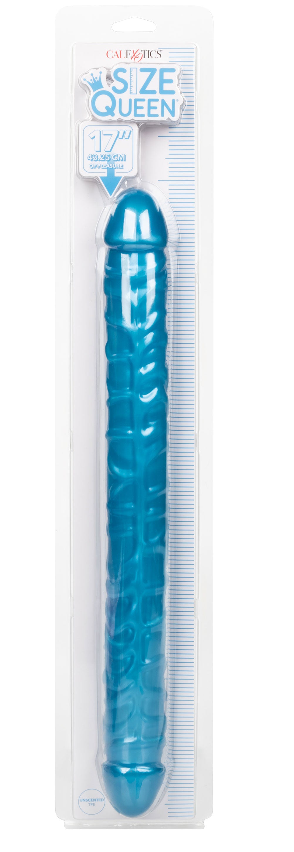 Size Queen 17 Inch Double-Ended Blue Dildo for Intimate Play Double Dongs