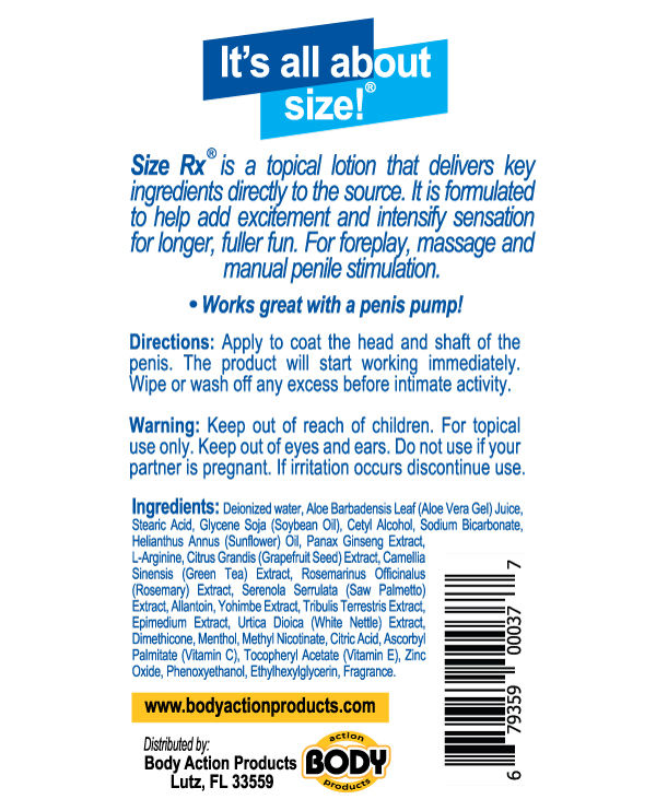 Size Rx Male Enhancement Lubricant 4.5 Oz Tube Latex Friendly ENHANCERS
