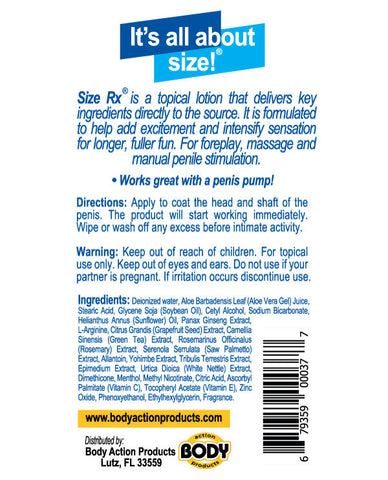 Size Rx Male Enhancement Lubricant 4.5 Oz Tube Latex Friendly ENHANCERS
