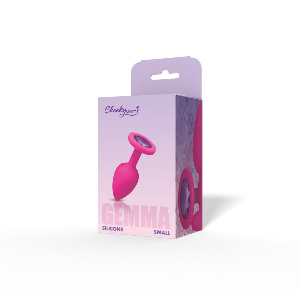 Cheeky Charms Gemma 2.74 Inch (Purple Gem Pink) – Small Silicone Butt Plug 0 > Anal Range > Jewel Butt Plugs