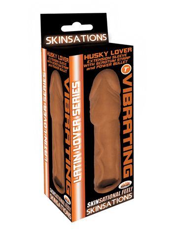 Skinsations Latin Lover Husky Lover 7 Inch Vibrating Sleeve Brown SLEEVES