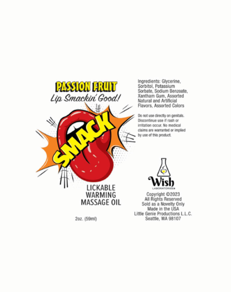 Smack Passion Fruit Warming Lickable Massage Oil 2 oz > Essentials > Massage Oil