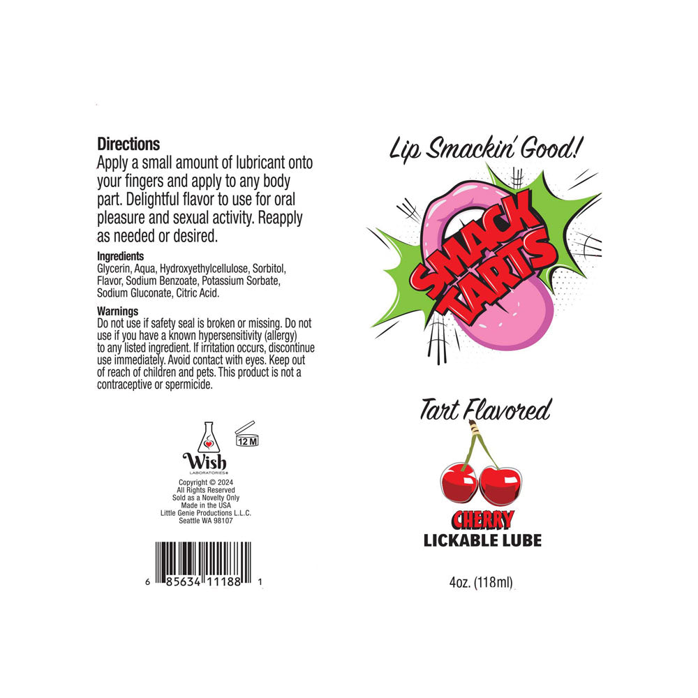 Smack Tarts Sour Cherry Lubricant 120 ml Tube for Fun Pleasure Flavoured Lube