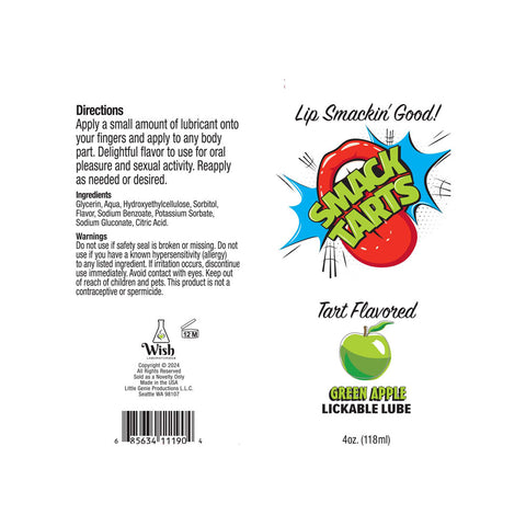 Smack Tarts Sour Green Apple Flavoured Lubricant 120 ml Tube Flavoured Lube