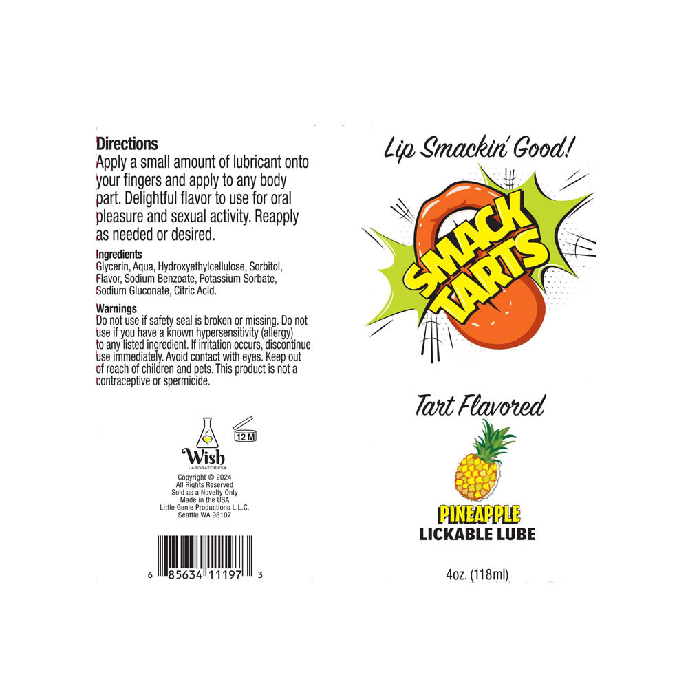 Smack Tarts Sour Pineapple Flavored Lubricant 120ml Tube Secondary image
