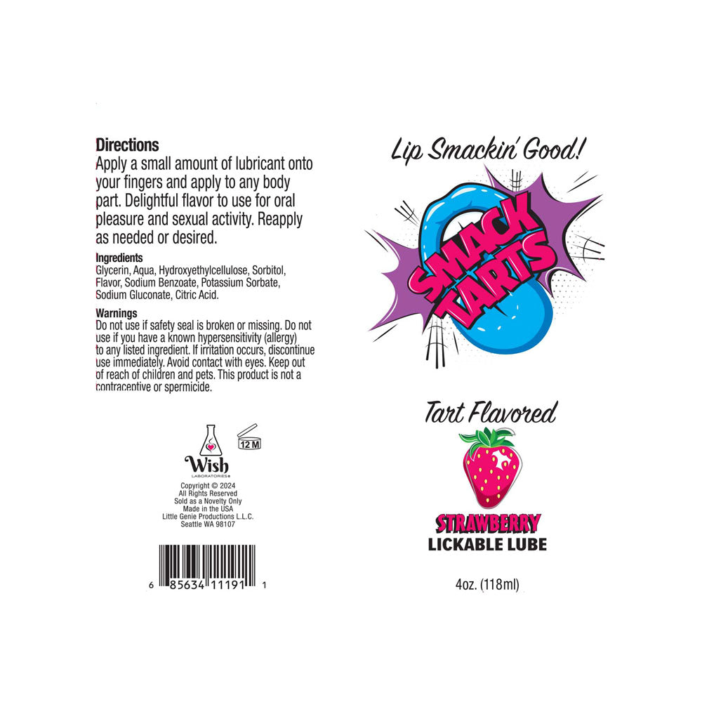 Smack Tarts Sour Strawberry Lubricant 120 ml Tube Flavoured Lube
