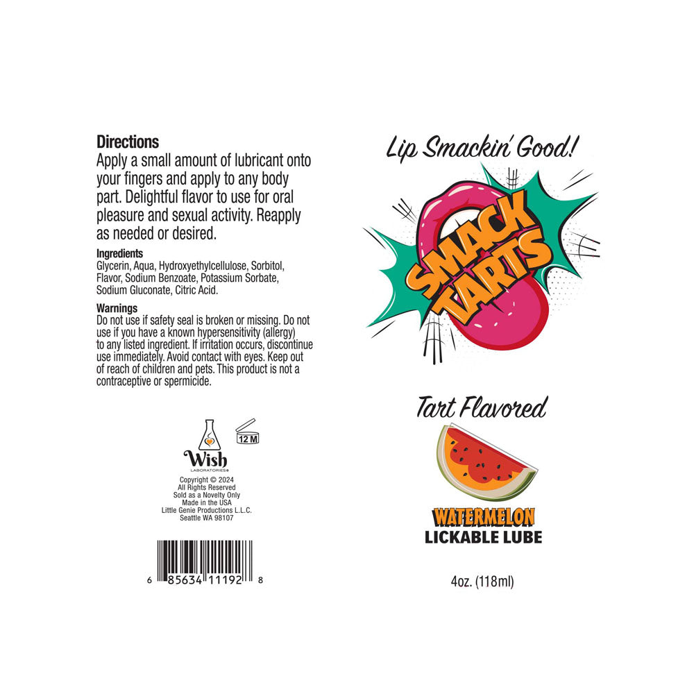Smack Tarts Sour Watermelon Flavored Lubricant 120ml Tube > Lube > Flavoured