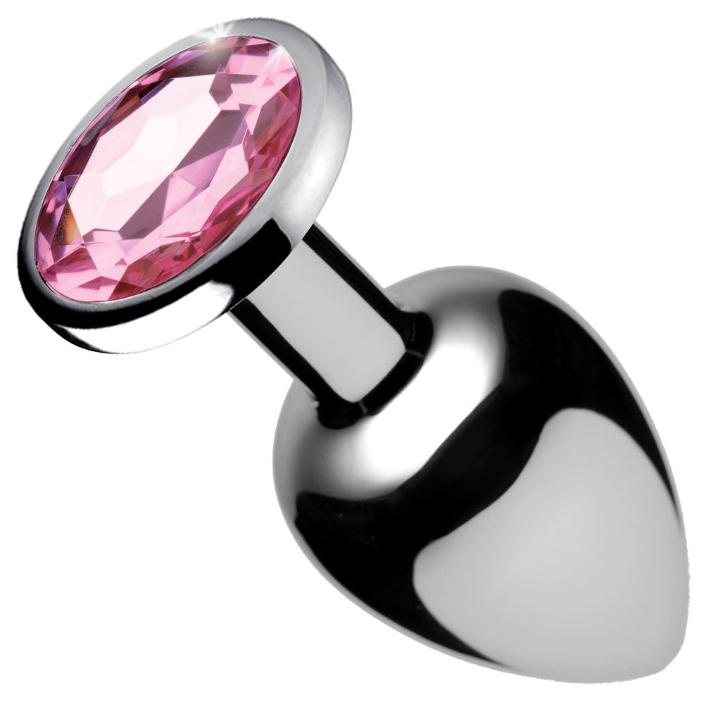 Small Pink Gem 2.75 Inch Stainless Steel Butt Plug > Anal Range > Jewel Butt Plugs