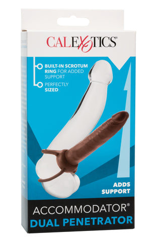 Accommodator Dual Penetrator Brown Anal Dildo with Dual Ring Design SLEEVES