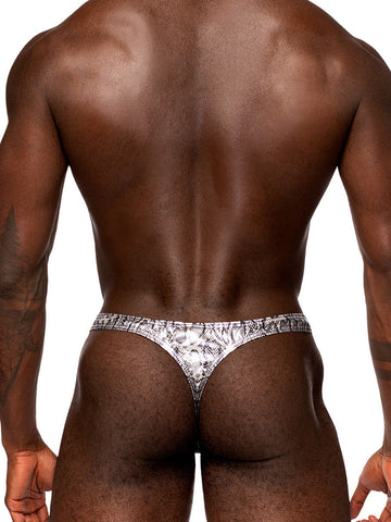 Snaked Criss Cross Metallic Snakeskin Thong Large XL Men Mens Thongs