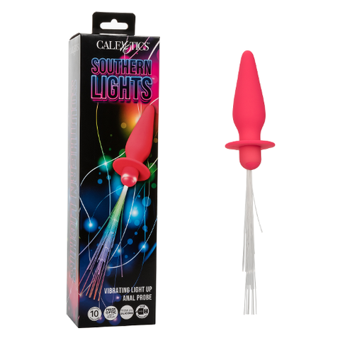 Southern Lights Vibrating Light Up Anal Probe Pink Silicone 10-Function USB Rechargeable 40-Minute Playtime Butt Plugs - Vibrating