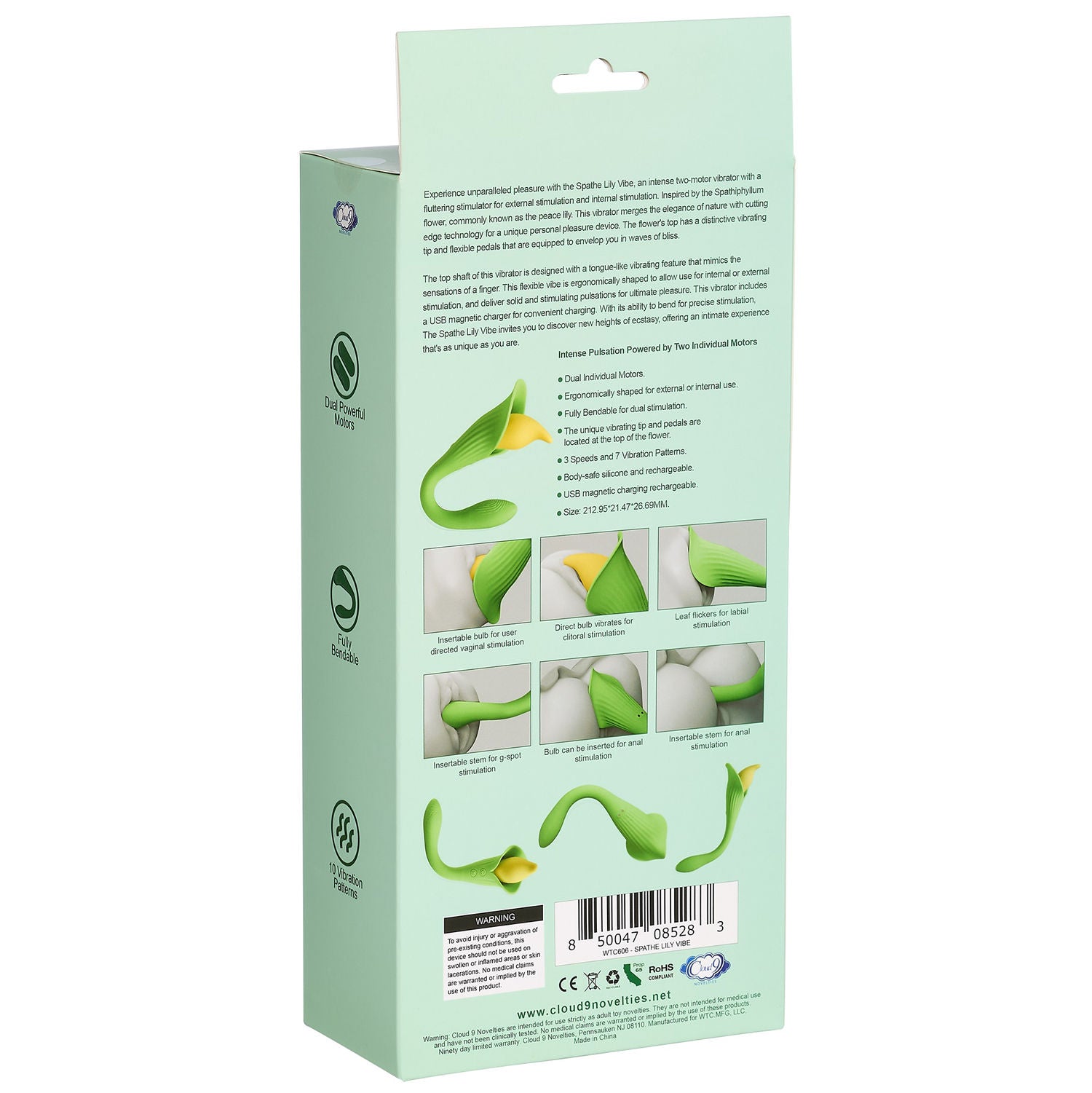 Spathe Lily Vibrator Green Two-Motor Intense Pleasure Toy Vibrators