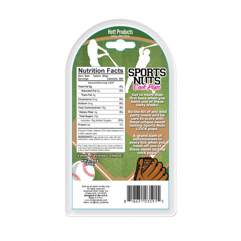 Sports Nuts Cock Pop (Vanilla Baseball) – Novelty Flavored Edible Candy Lollipop > Novelties > Candy & Edible Items