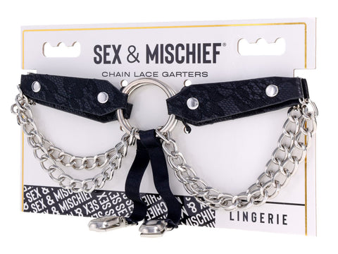 Sportsheets Chain Lace Garters Adjustable Fit Adult Accessory Lingerie & Sexy Apparel