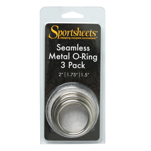 Sportsheets Seamless Metal O-Ring 3 Pack Set of 3 Sizes with 1.5 Inch, 1.75 Inch, and 2 Inch Diameter Silver Metal Rings Harnesses & Strap-Ons