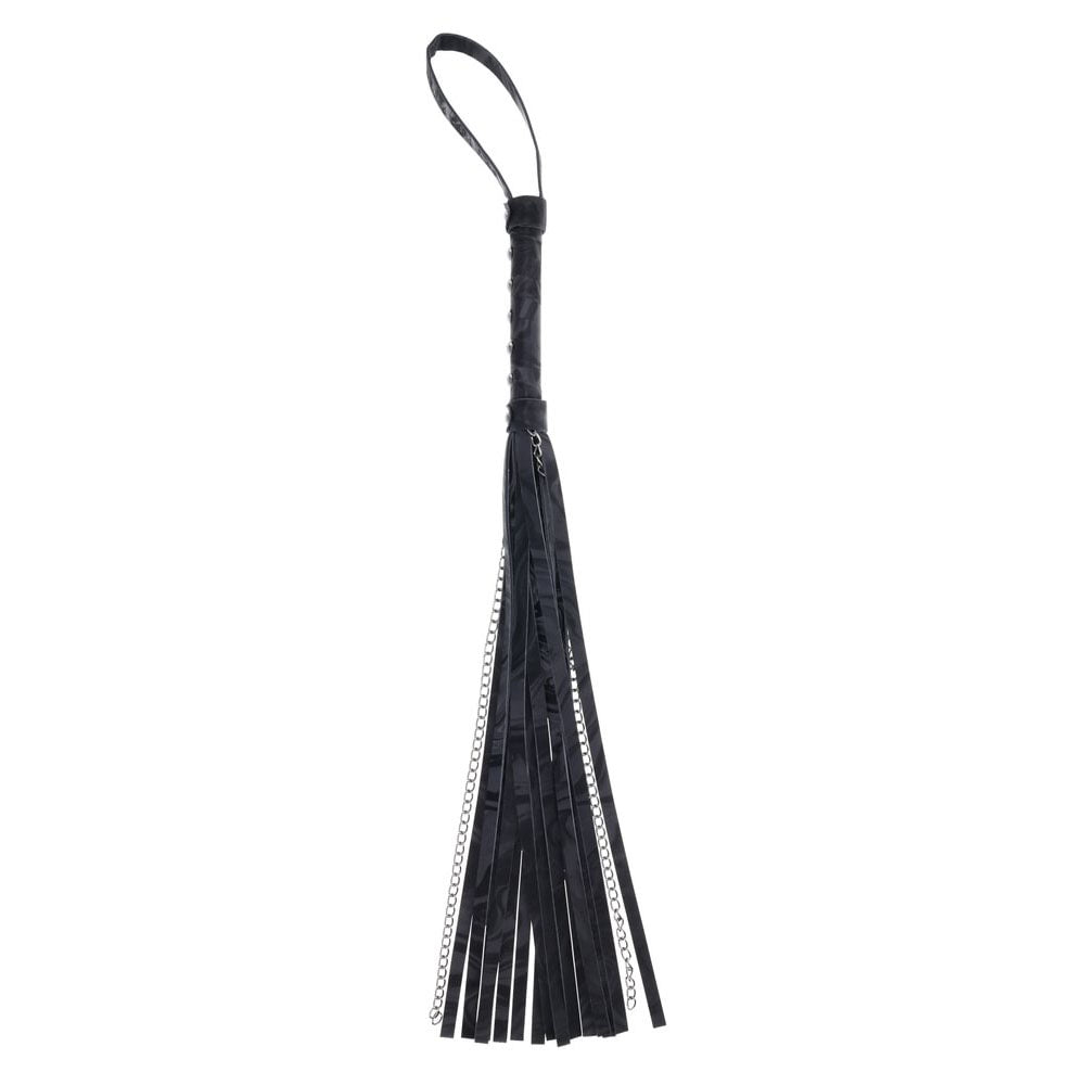 Sportsheets Velvet Noir Chain Flogger 43 cm Faux Leather and Hematite Chain Whip Whips & Paddles