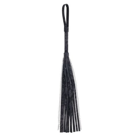 Sportsheets Velvet Noir Chain Flogger 43 cm Faux Leather and Hematite Chain Whip Whips & Paddles