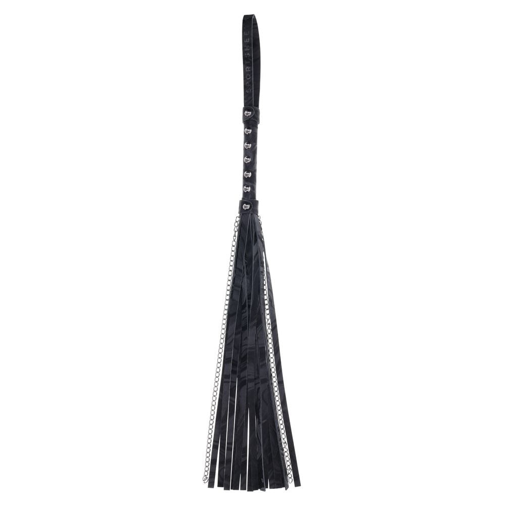 Sportsheets Velvet Noir Chain Flogger 43 cm Faux Leather and Hematite Chain Whip Whips & Paddles