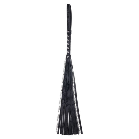 Sportsheets Velvet Noir Chain Flogger 43 cm Faux Leather and Hematite Chain Whip Whips & Paddles