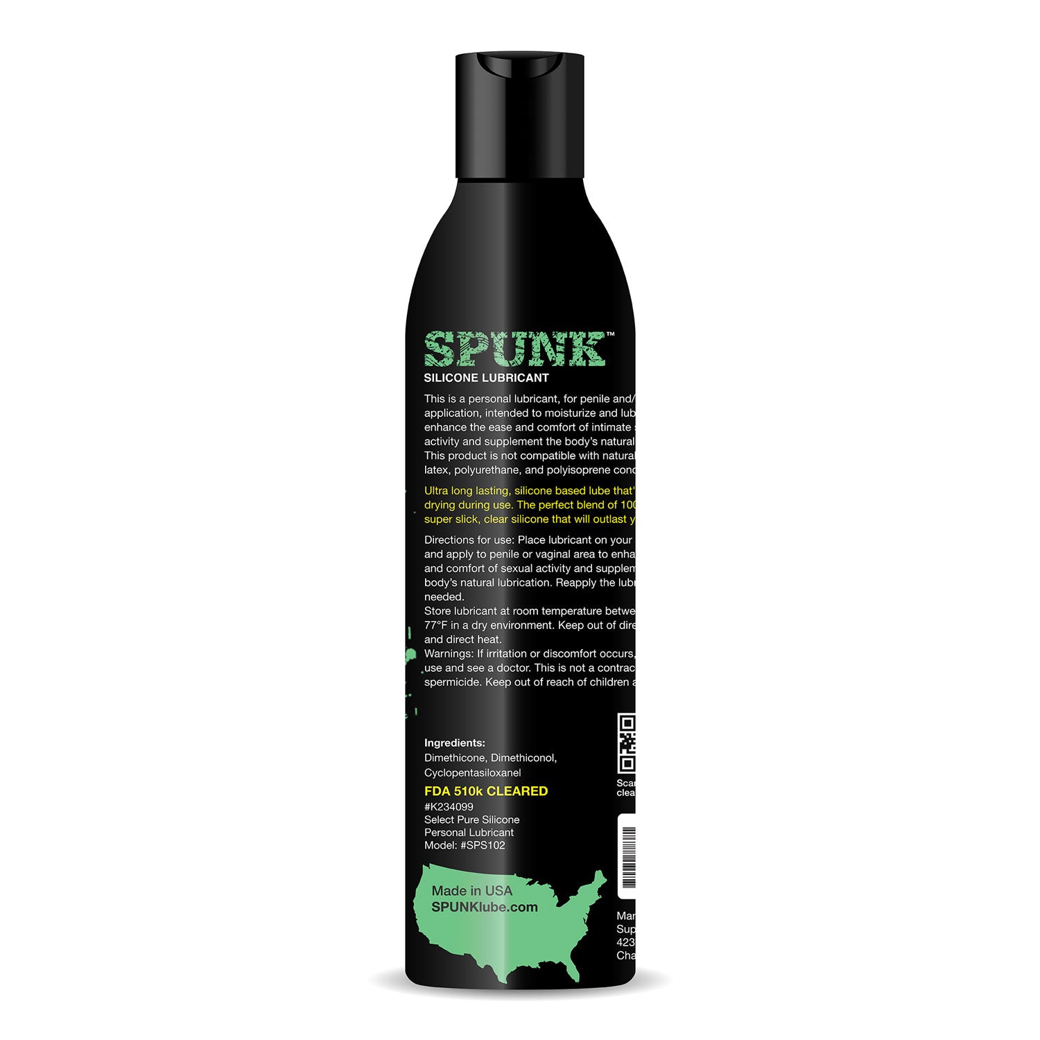 Spunk Pure Silicone Personal Lubricant 4 Fl Oz Tube Silicone Lubricant