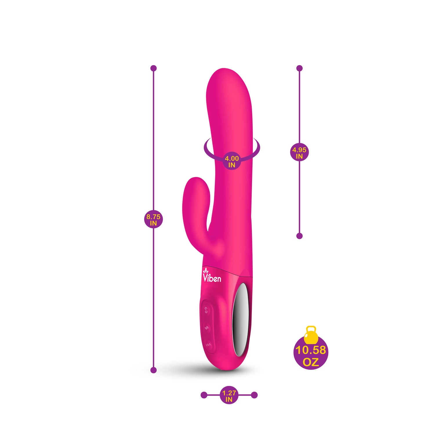 Viben Hypnotic Thrusting Rabbit Vibrator with Swinging Clitoral Stimulator in Hot Pink VIBRATORS-RABBIT