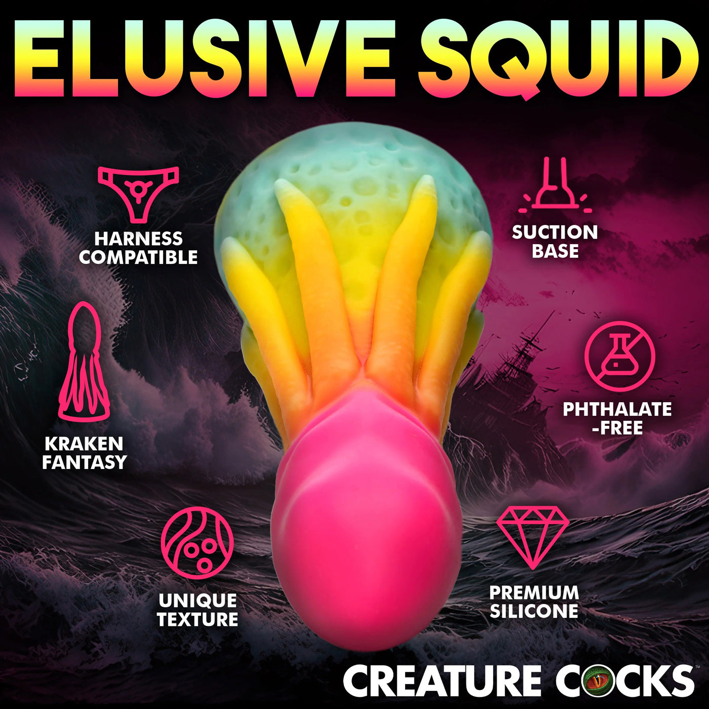Creature Cocks King Kraken Silicone Dildo 8.1 Inches Fantasy Dongs