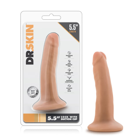 Dr Skin 5.5 Inch Chocolate Dildo with Suction Cup Base White Dongs Realistic