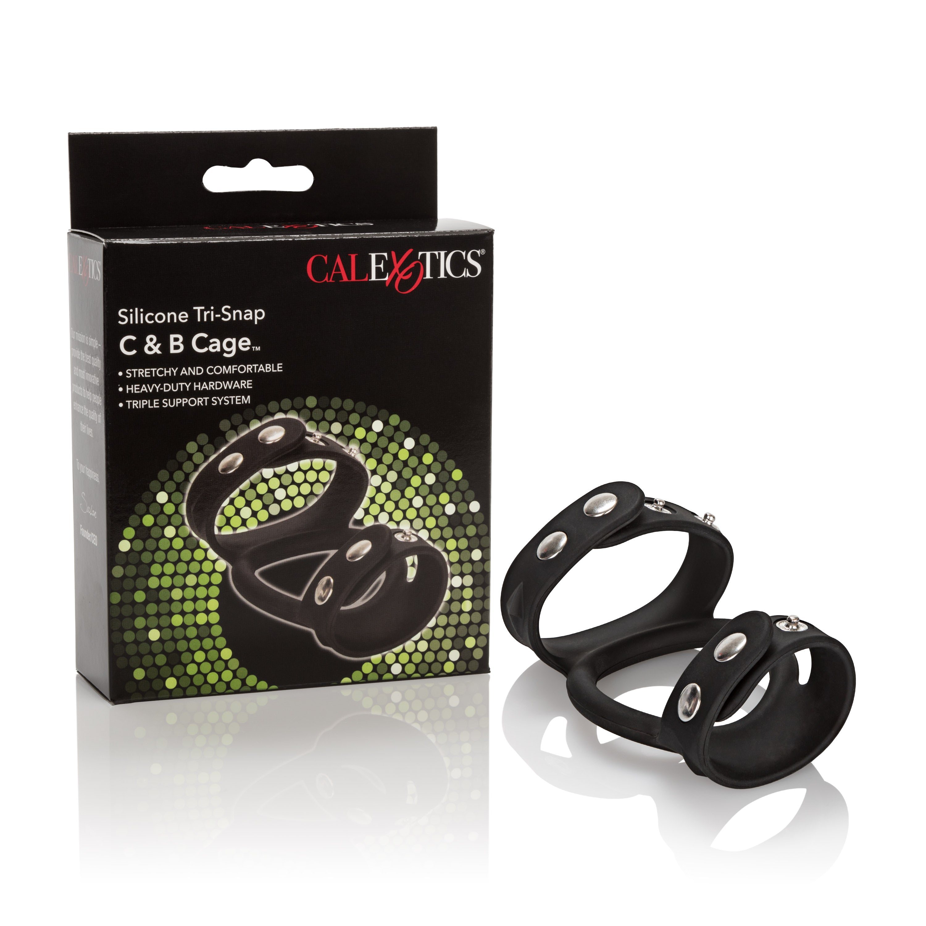 Adjustable Silicone Tri-Snap Cock Cage with Triple Strap Design Cages