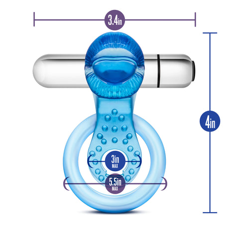 Stay Hard 10 Function Vibrating Tongue Ring Adult Toy Blue Cock Rings Vibrating