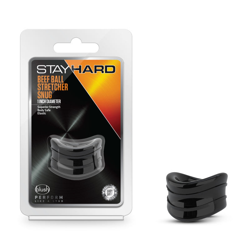 Stay Hard Beef Ball Stretcher Snug 1 Inch Black > Sex Toys For Men > Ball Stretchers