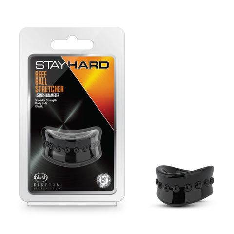 Stay Hard Beef Ball Stretcher Snug 1.5 Inch Black Adult Toy Ball Stretcher