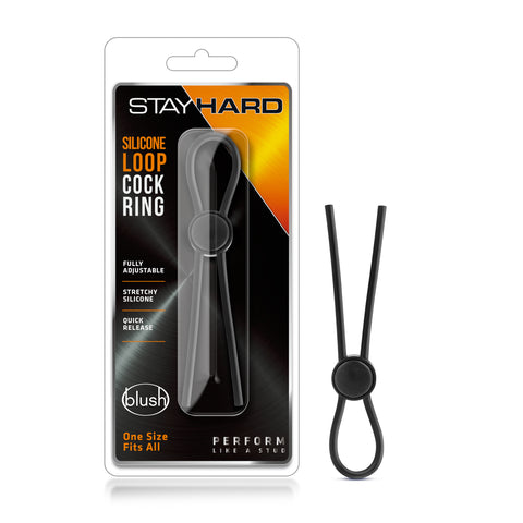 Stay Hard Silicone Loop Cock Ring in Black COCK RINGS