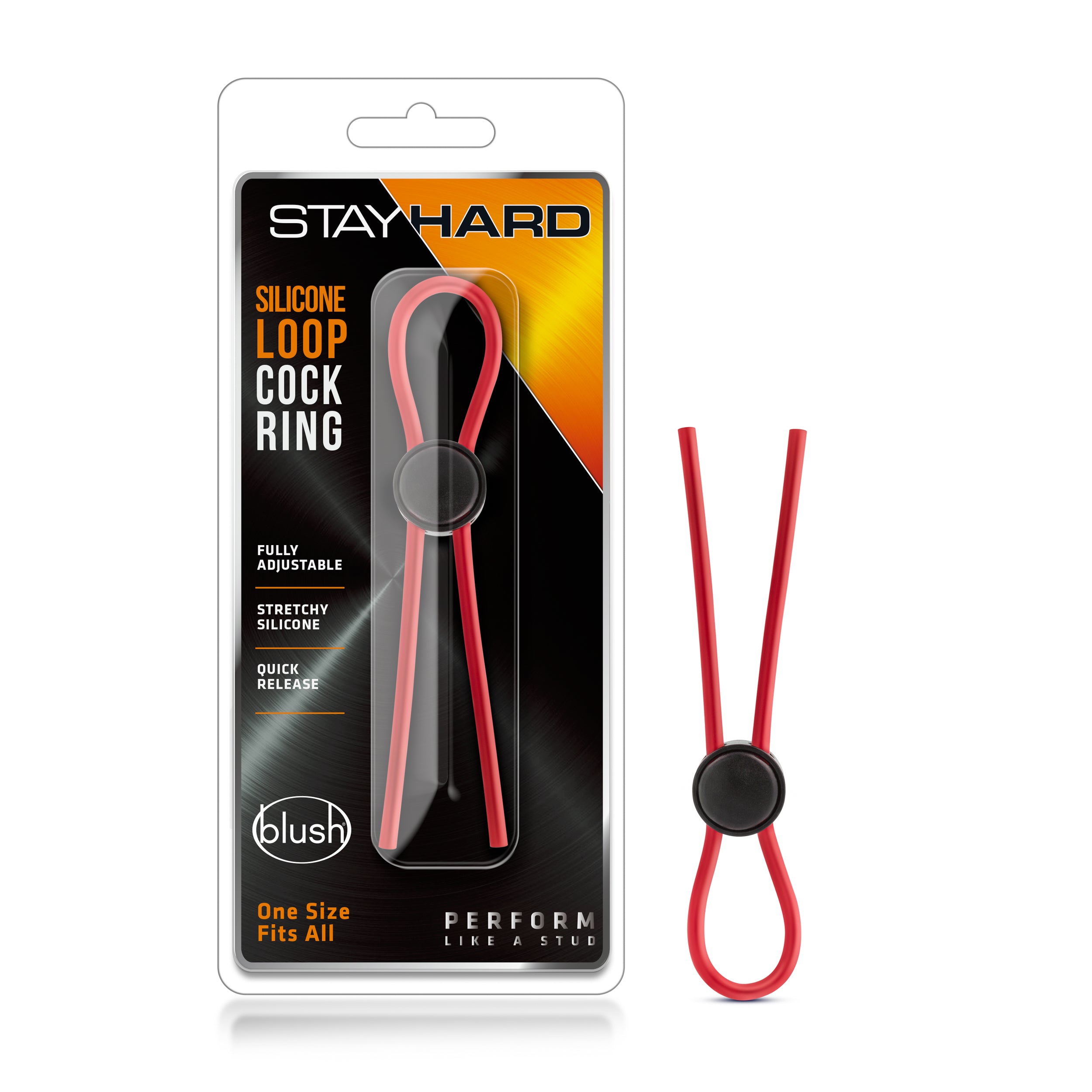 Stay Hard Silicone Loop Cock Ring in Red Secondary image