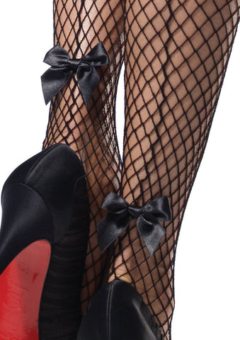 Stay Up Industrial Net Backseam Thigh High Stockings Black Hosiery