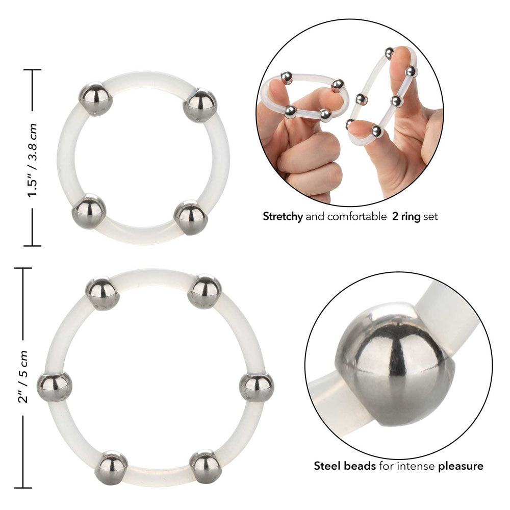 Steel Beaded Silicone Ring Set COCK RING Set