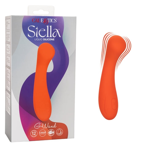 Stella Liquid Silicone G-Wand Vibrator in Orange with Flexible Neck and 12 Vibration Functions Vibrators