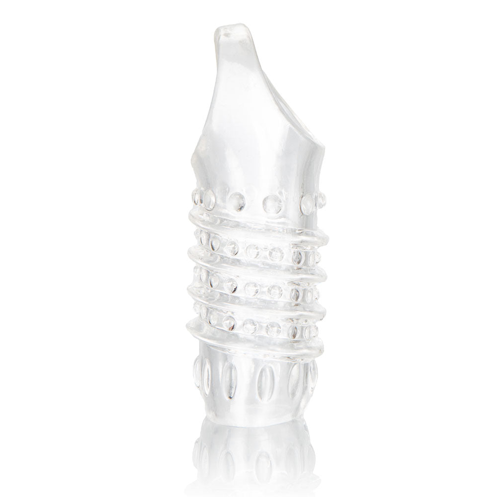 Stimulation Enhancer Clear Nubbies Super Tight Textured Extension Sleeve with Scrotum Strap SLEEVES