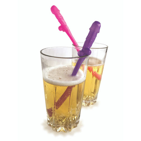 Super Fun Penis Party Straws Set of 8 Pink and Purple Dicky Straws Party Supplies