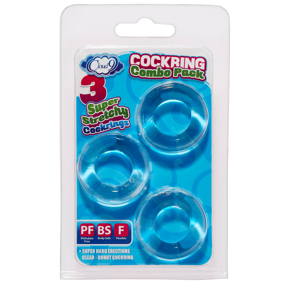 Cloud 9 Novelties Super Stretch Clear Cockring Combo Set Skin-Safe Flexible Rings > Cock Ring > Sets