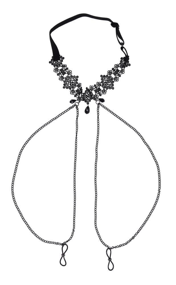Lace Collar Choker with Adjustable Nipple Ties > Clothes > Body Jewellery (Non Piercing)
