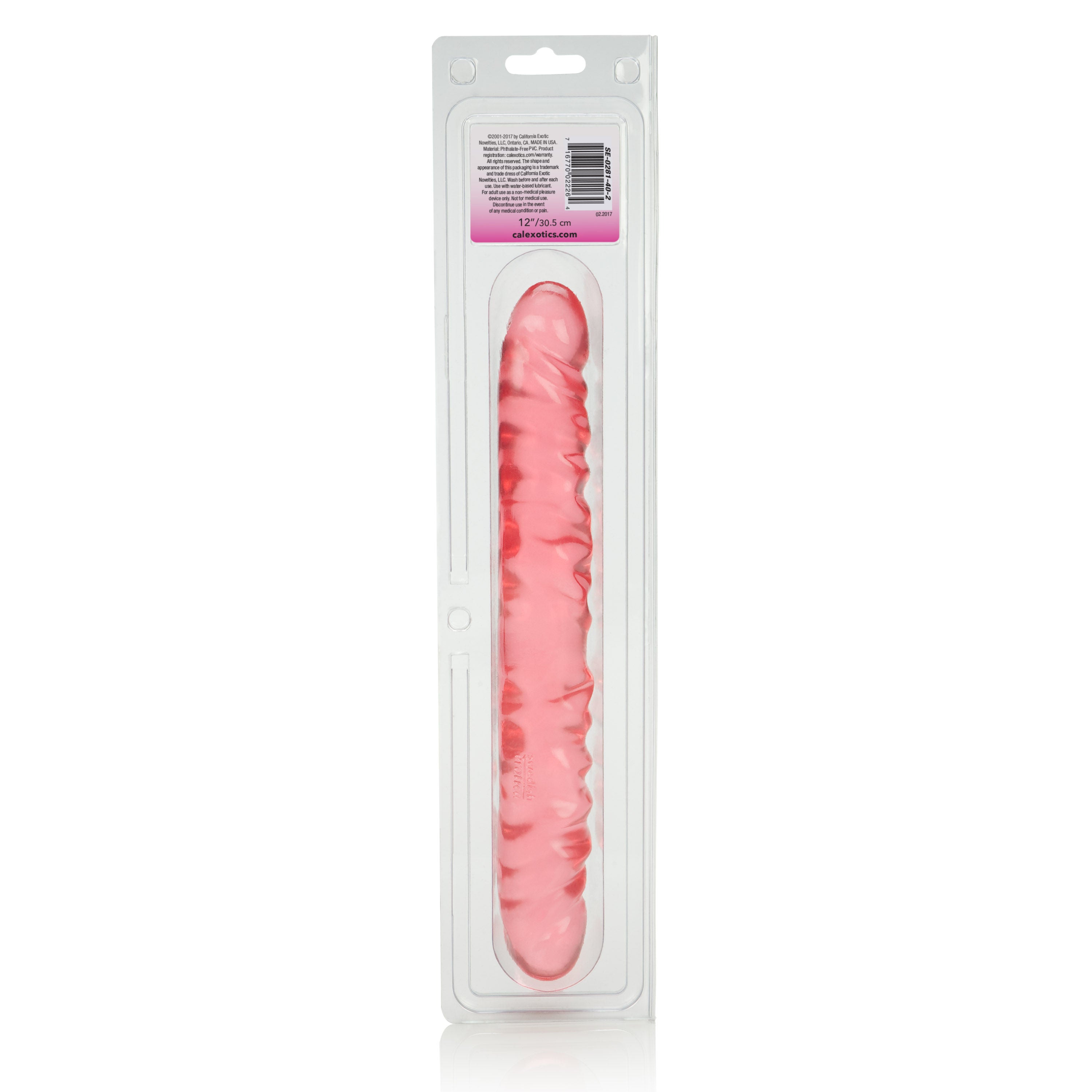 Translucence 12 Inch Veined Double Dong Pink Adult Toy Double Dongs