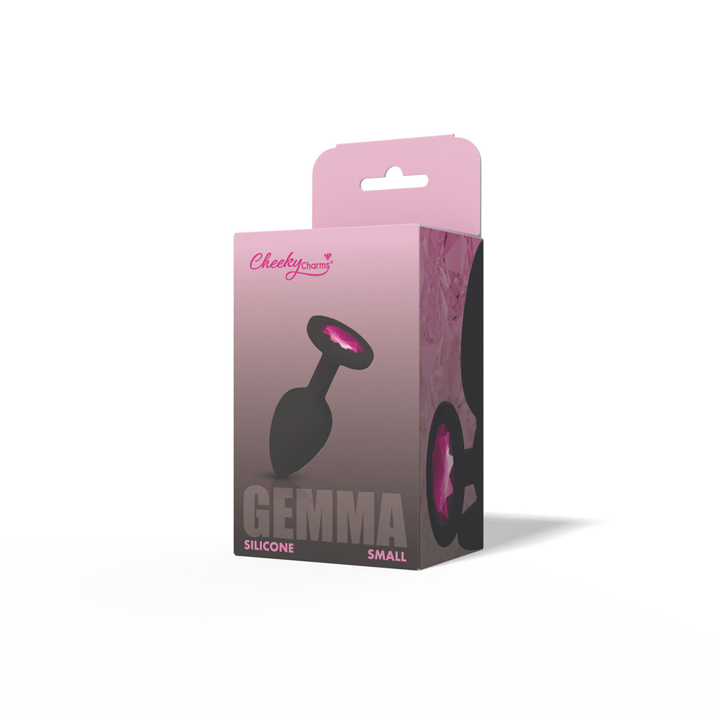 Cheeky Charms Gemma 2.74 Inch Pink Gem Black Silicone Plug – Small Anal Plug > Anal Range > Jewel Butt Plugs