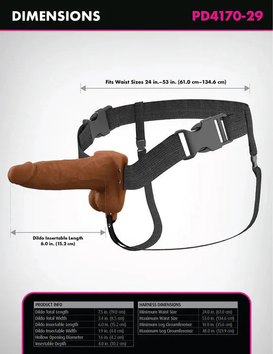 Fantasy X-Tensions Elite (Light) – 6 Inch Vibrating Hollow Silicone Strap-On > Dildos > Strap On Harnesses