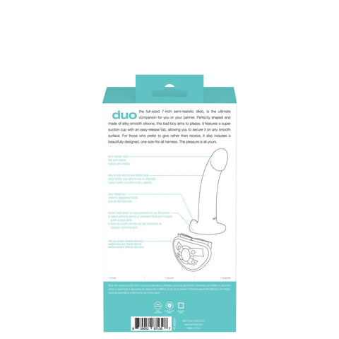 Duo Semi-Realistic 7 Inch Dildo with Harness – Silicone Dildo > Dildos > Strap On Dildos