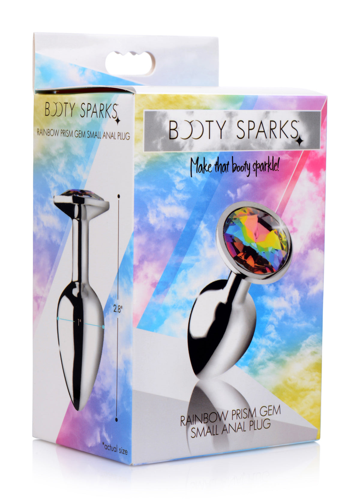 Rainbow Prism Small 2.8 Inch Silicone Butt Plug with Jeweled Base > Anal Range > Jewel Butt Plugs
