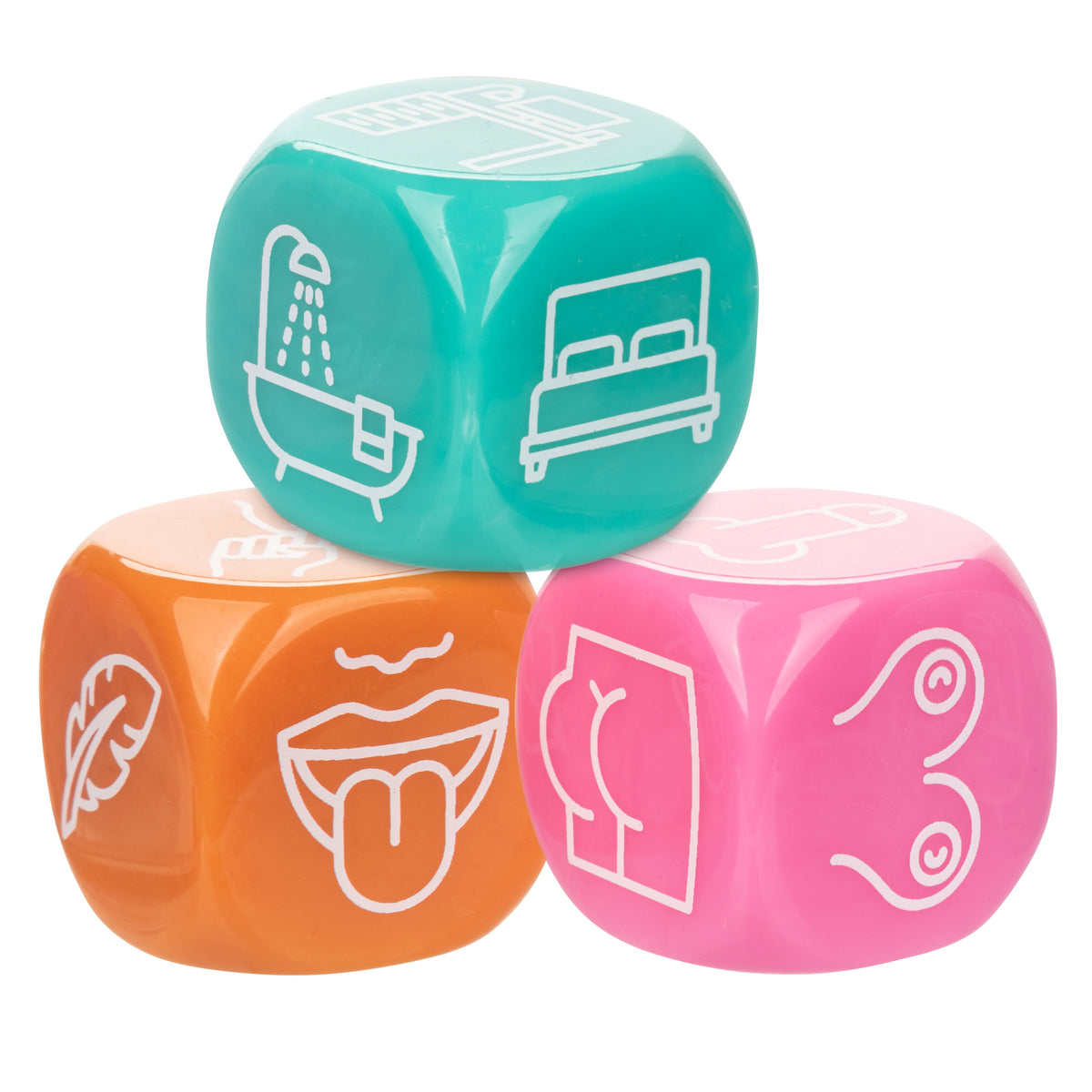 Naughty Bits Roll With It Icon Based Sex Dice Game Set with 3 Colorful Acrylic Dice Default Title > Novelties > Games