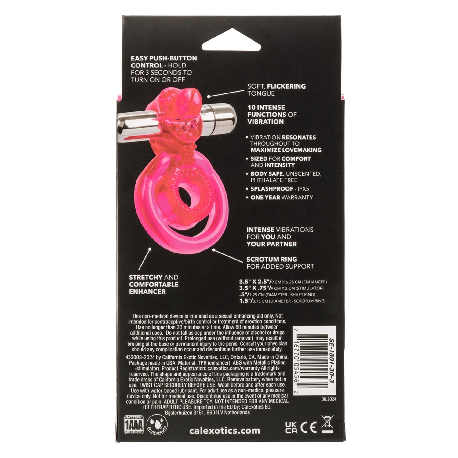Dual Clit Flicker Vibrating Cockring with Removable Stimulator Cock Rings Vibrating