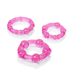 Island Rings Pink Stretchy Transparent TPR Cock Rings Trio Small Medium Large with Pleasure Beads > Cock Ring > Sets