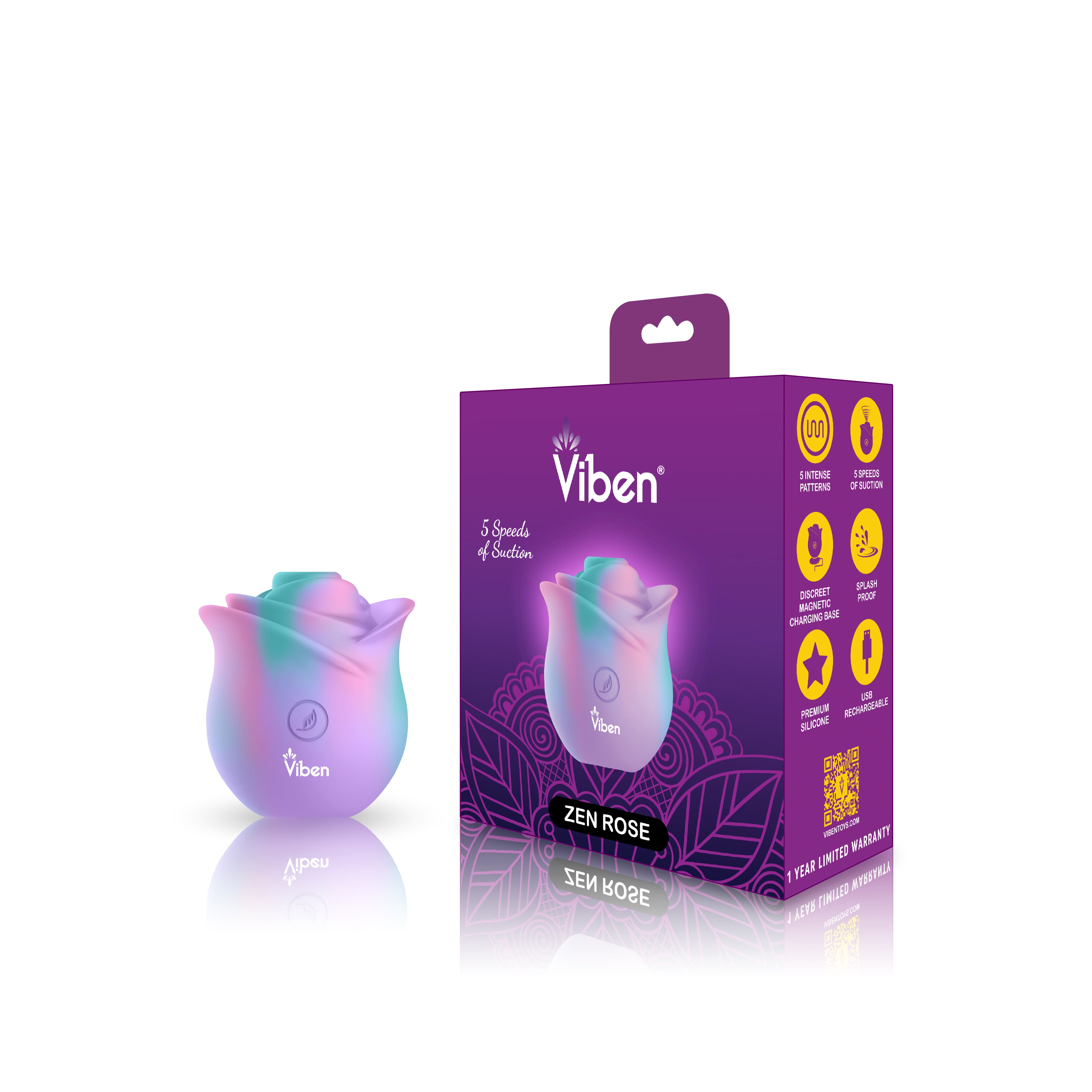 Zen Rose Wireless Clitoral Vibrator With 5 Speeds and Patterns Suction Stimulator
