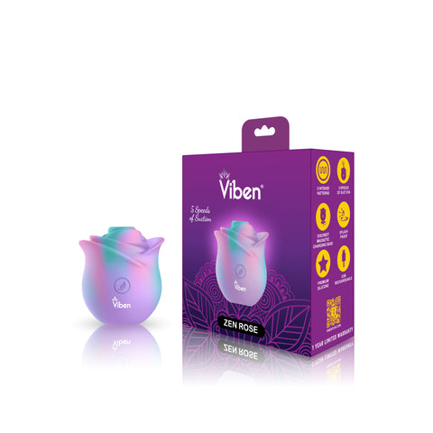 Zen Rose Wireless Clitoral Vibrator With 5 Speeds and Patterns Suction Stimulator